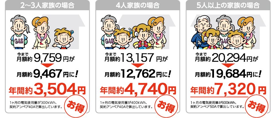 イワタニでんきの月額料金<例>