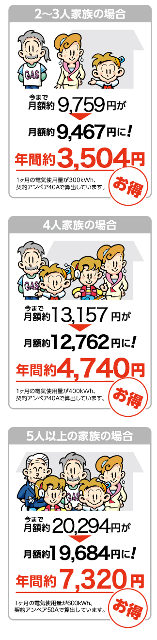 イワタニでんきの月額料金<例>